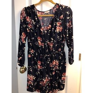Dark blue floral romper